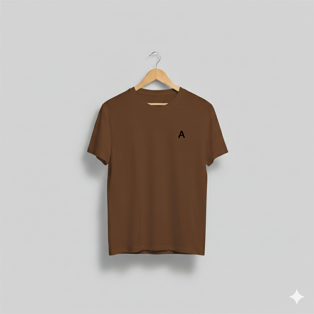 Chocolate Brown Regular Fit Plain Tshirts